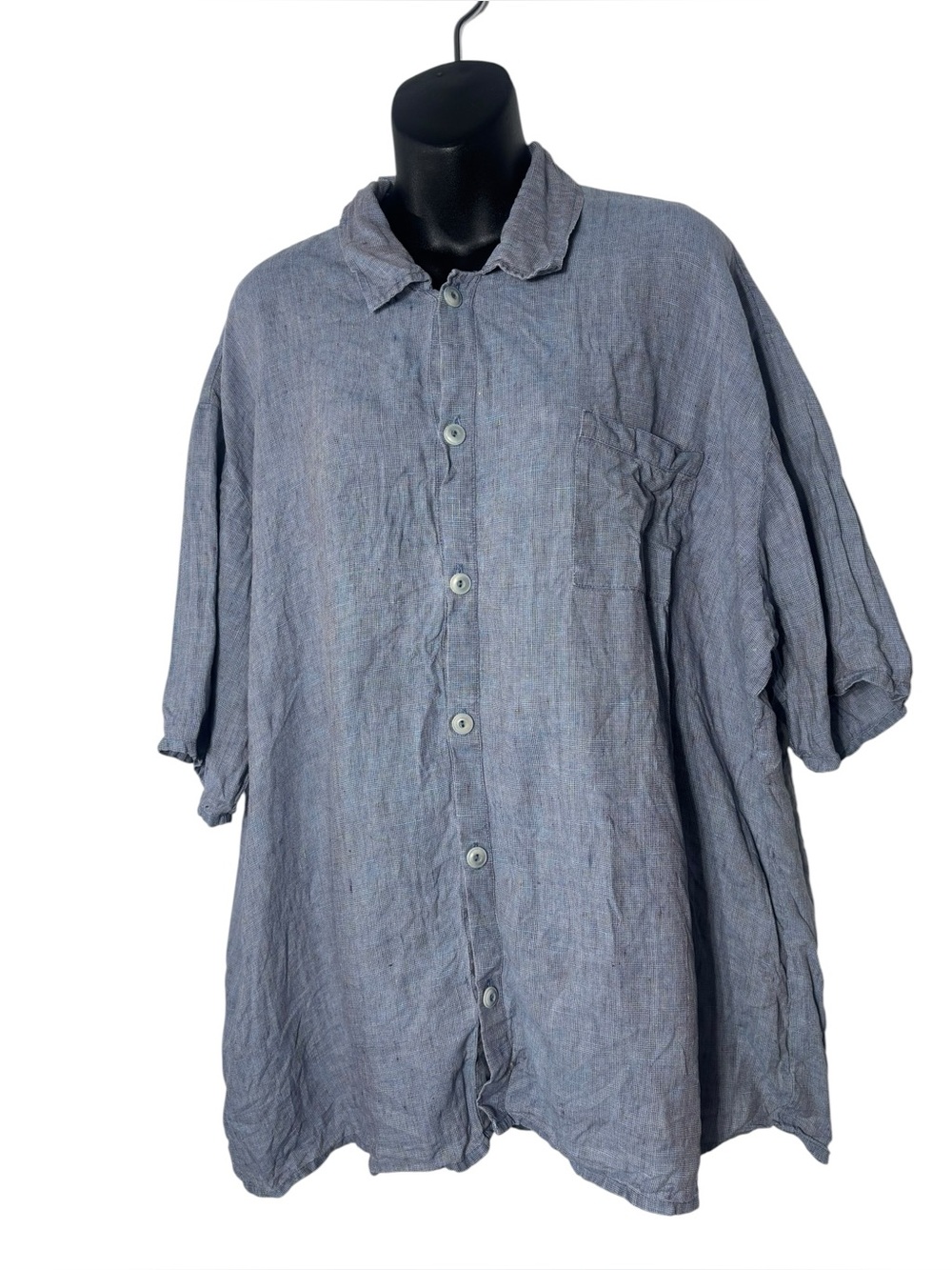 Flax men’s large 100% linen button up top short sleeve‎ capsule sustainable